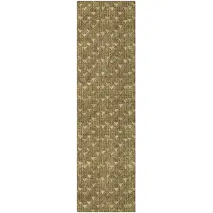 Photo of 8' Runner Brown Geometric Washable Non Skid Indoor Outdoor Runner Rug