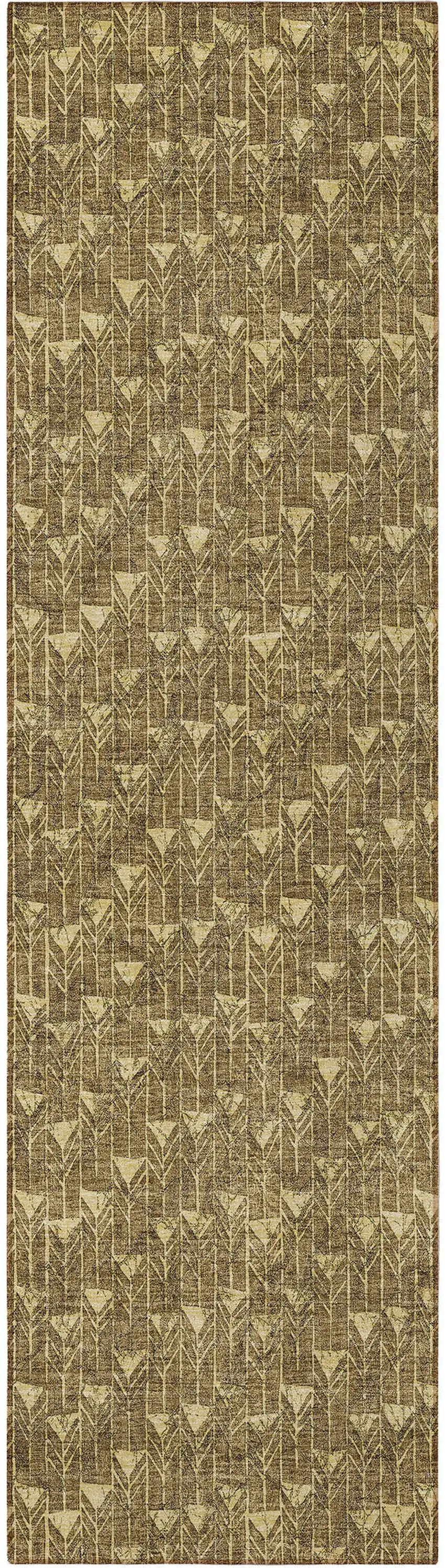 8' Runner Brown Geometric Washable Non Skid Indoor Outdoor Runner Rug Photo 5