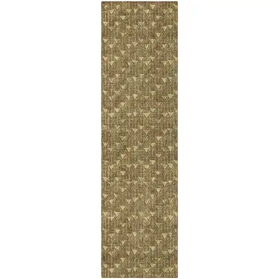 Brown Geometric Washable Non Skid Indoor Outdoor Runner Rug Photo 4
