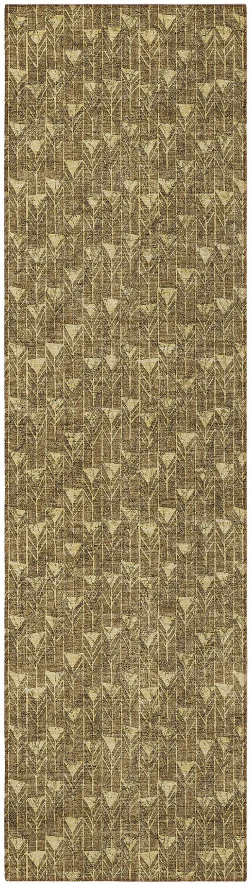 Brown Geometric Washable Non Skid Indoor Outdoor Runner Rug Photo 4