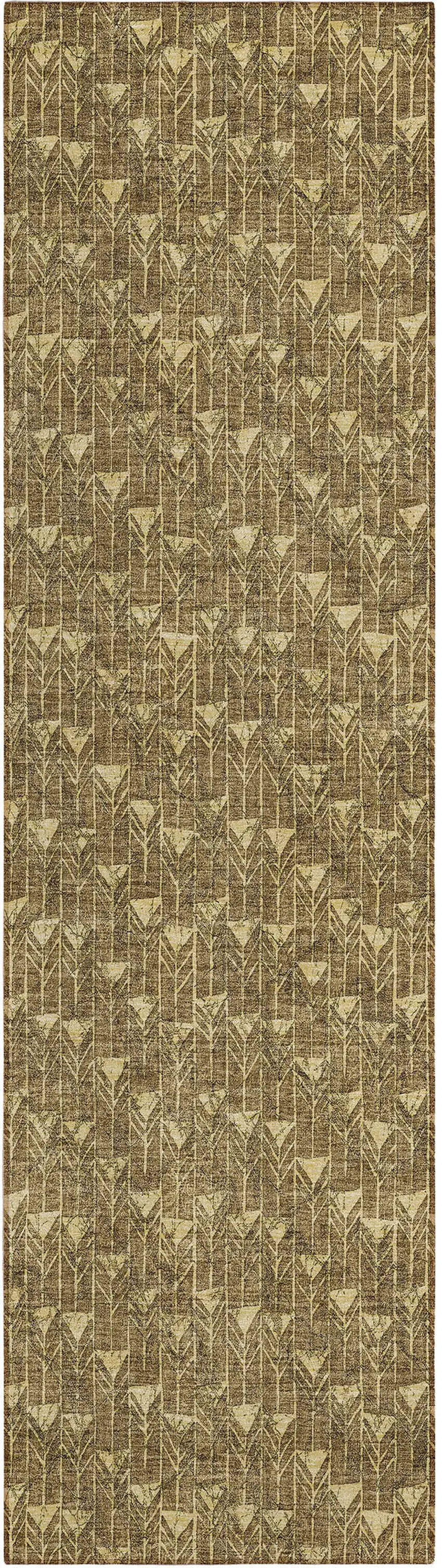 Brown Geometric Washable Non Skid Indoor Outdoor Runner Rug Photo 2