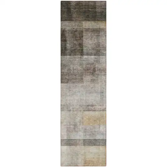 Brown Ombre Washable Non Skid Indoor Outdoor Runner Rug Photo 2