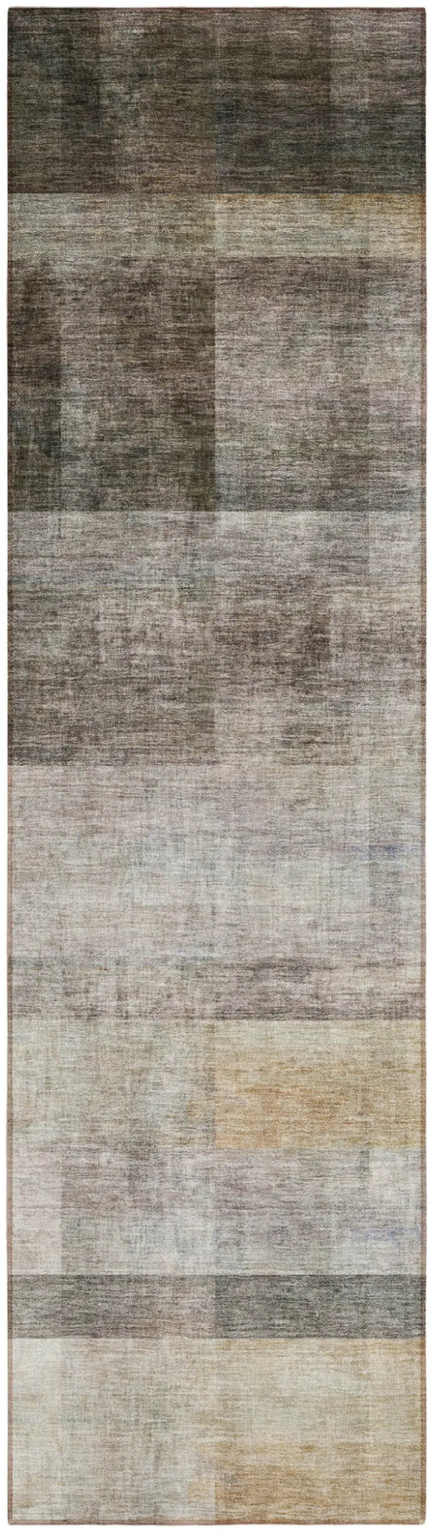 Brown Ombre Washable Non Skid Indoor Outdoor Runner Rug Photo 2