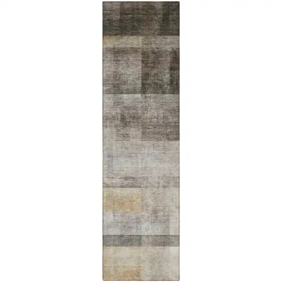 8' Runner Brown Ombre Washable Non Skid Indoor Outdoor Runner Rug Photo 4