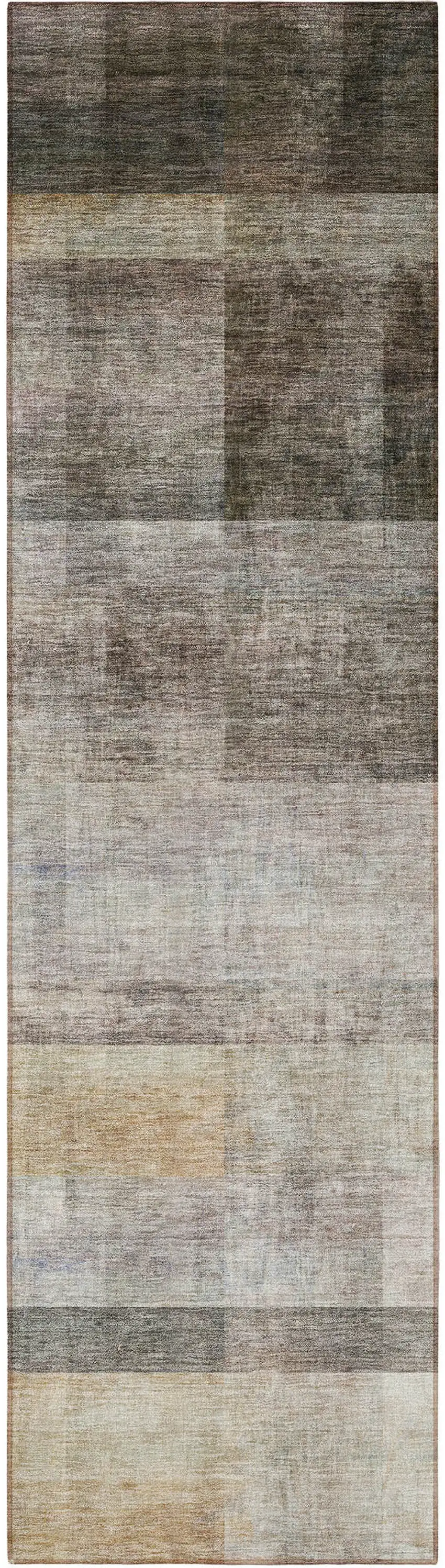 8' Runner Brown Ombre Washable Non Skid Indoor Outdoor Runner Rug Photo 4