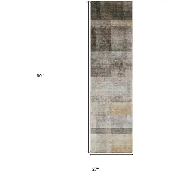 Brown Ombre Washable Non Skid Indoor Outdoor Runner Rug Photo 3