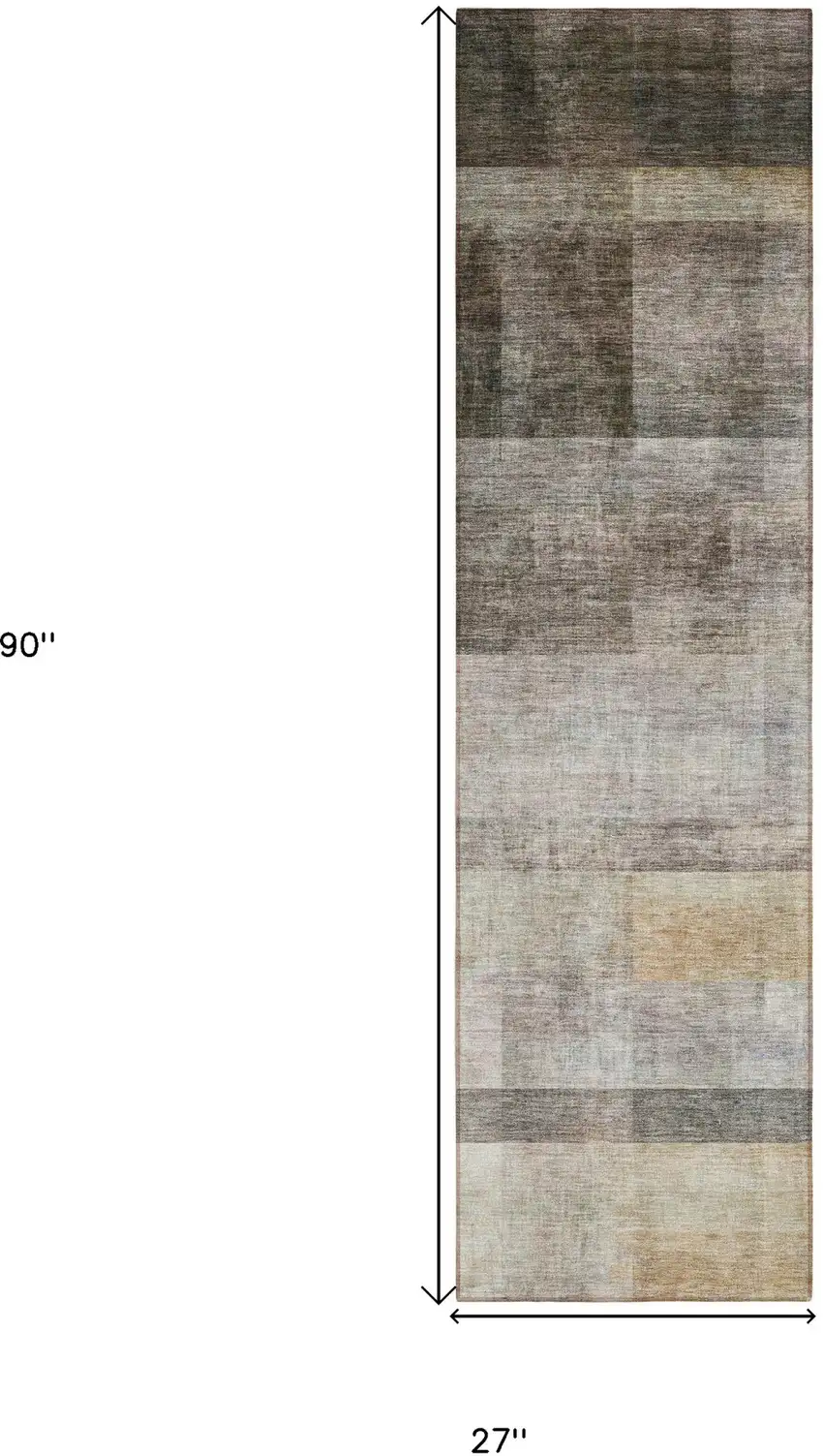 Brown Ombre Washable Non Skid Indoor Outdoor Runner Rug Photo 3