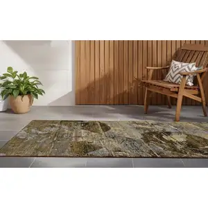 Photo of 8' Runner Brown Terracotta and Gray Floral Washable Non Skid Indoor Outdoor Runner Rug