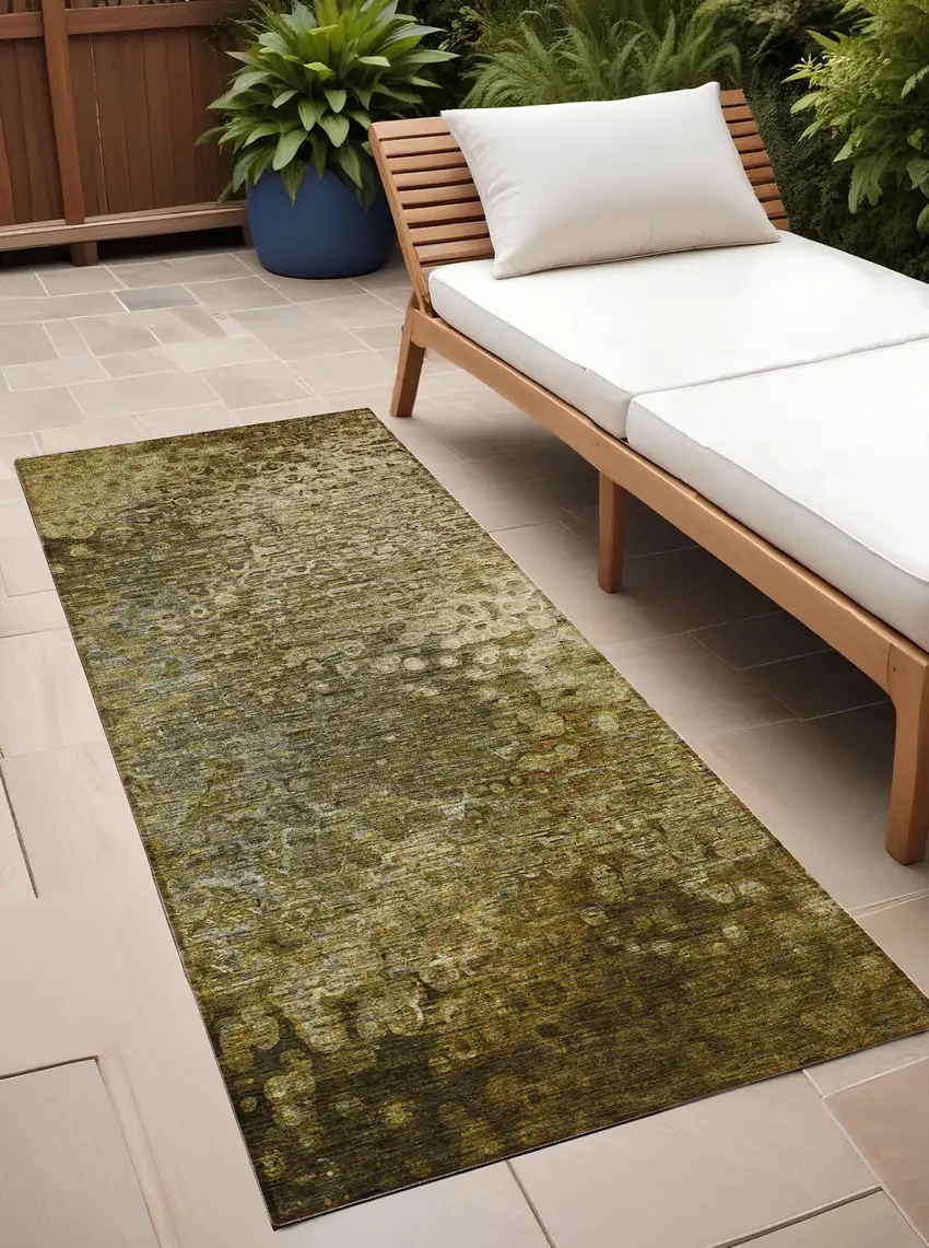 Brown Washable Non Skid Indoor Outdoor Runner Rug Photo 1