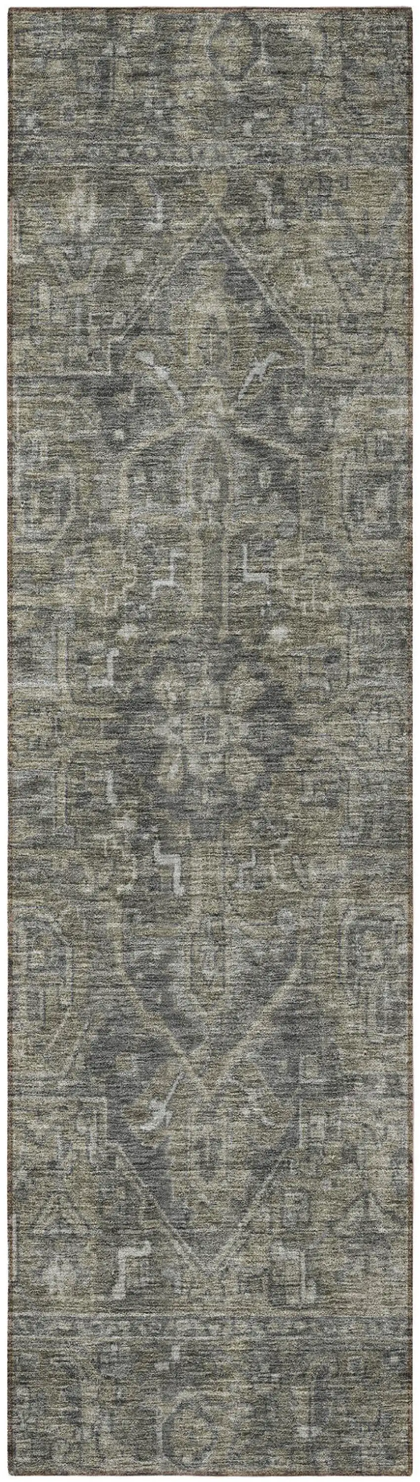 Brown and Black Oriental Washable Non Skid Indoor Outdoor Runner Rug Photo 5