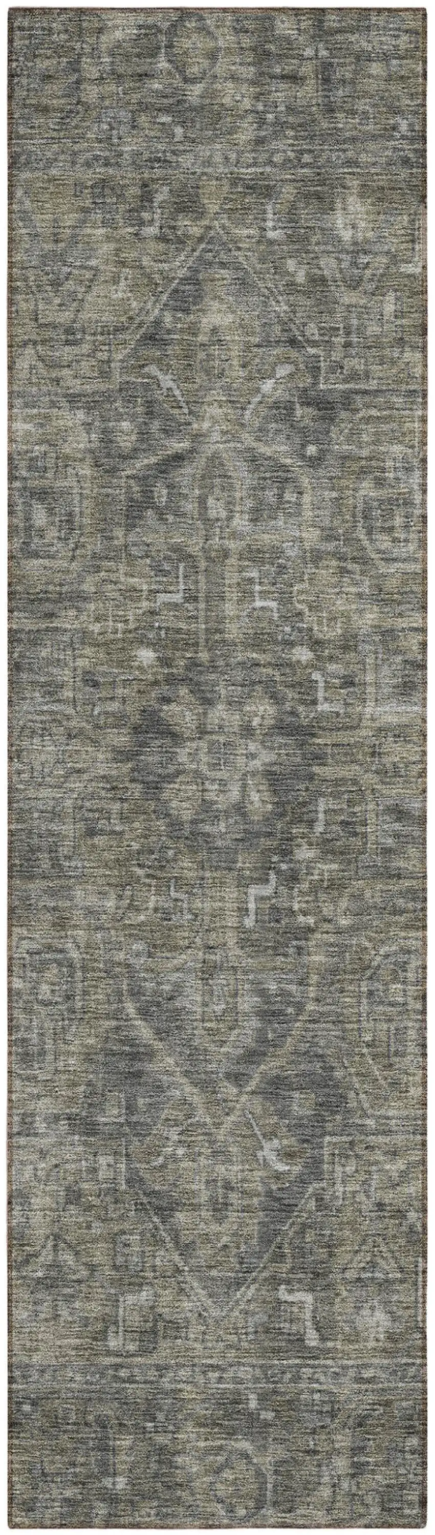 Brown and Black Oriental Washable Non Skid Indoor Outdoor Runner Rug Photo 2