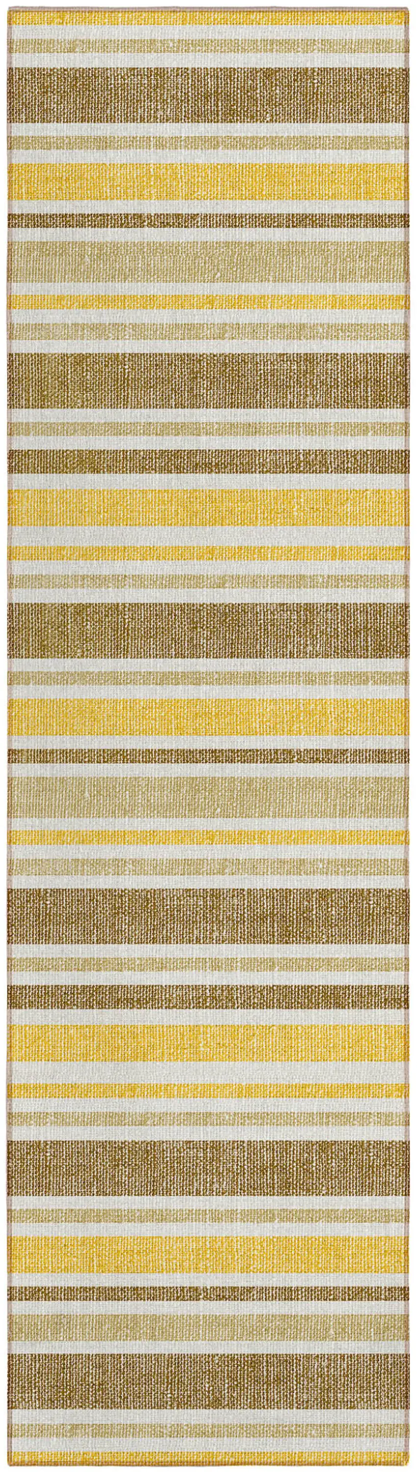 8' Runner Brown and Orange Striped Washable Non Skid Indoor Outdoor Runner Rug Photo 1