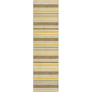 Photo of 8' Runner Brown and Orange Striped Washable Non Skid Indoor Outdoor Runner Rug