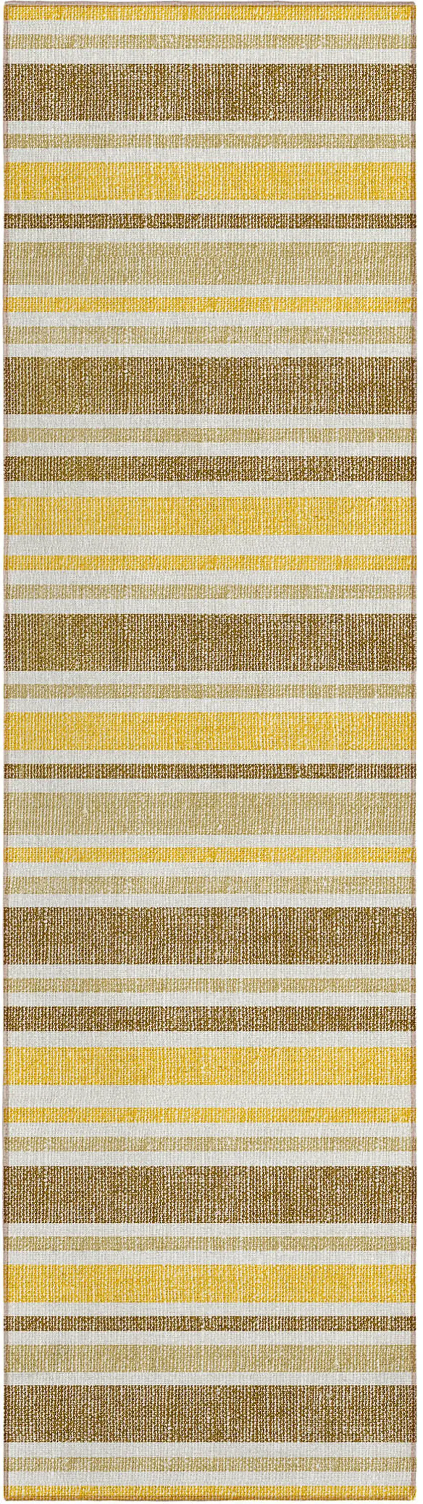 8' Runner Brown and Orange Striped Washable Non Skid Indoor Outdoor Runner Rug Photo 1