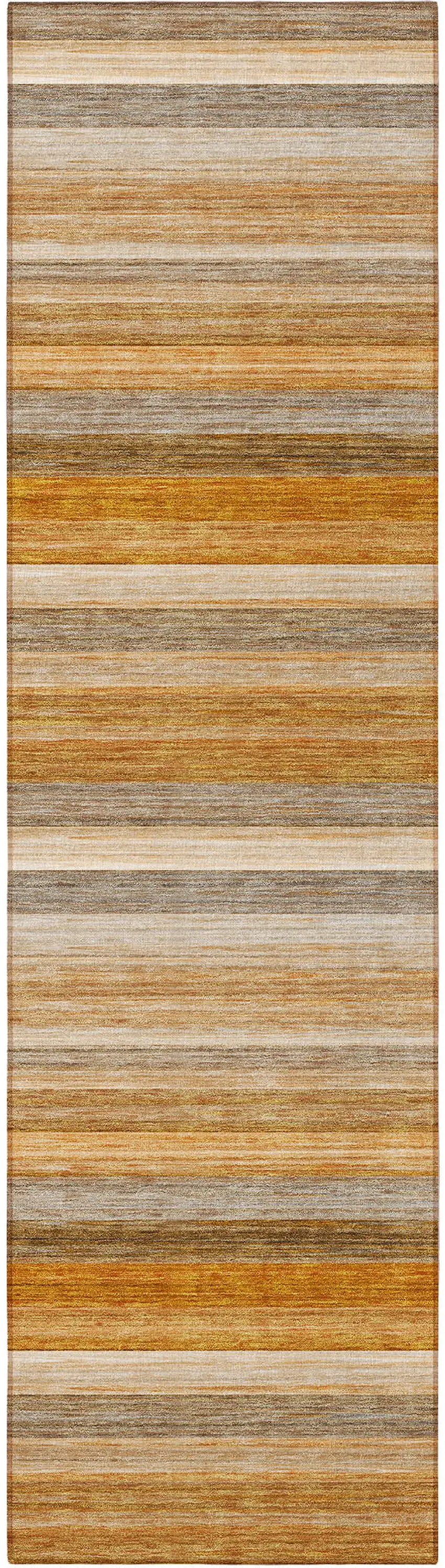 8' Runner Brown and Orange Striped Washable Non Skid Indoor Outdoor Runner Rug Photo 3