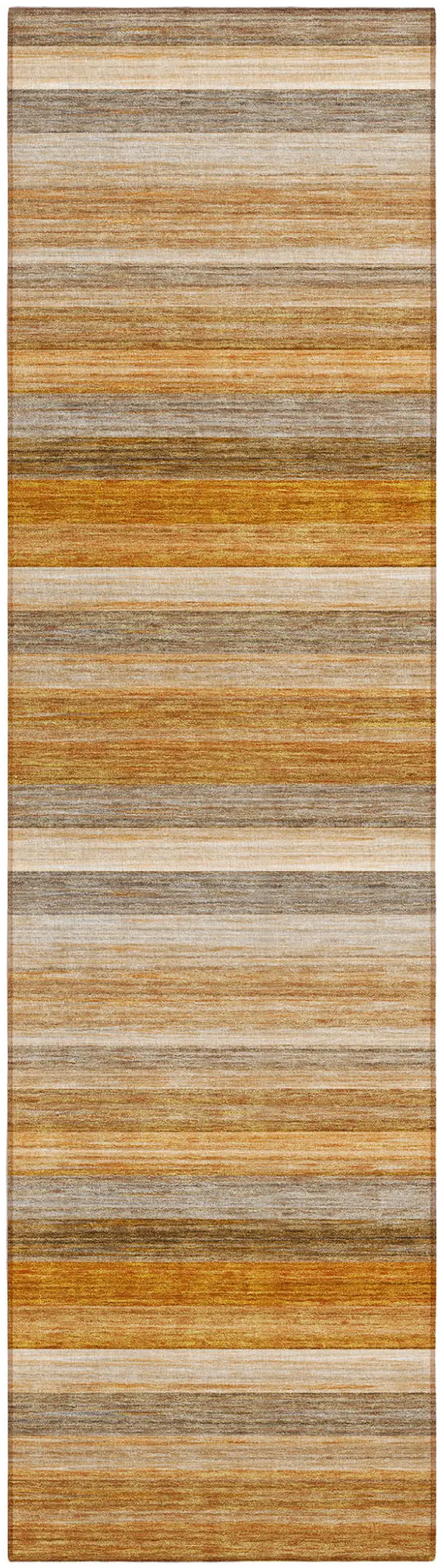 8' Runner Brown and Orange Striped Washable Non Skid Indoor Outdoor Runner Rug Photo 1