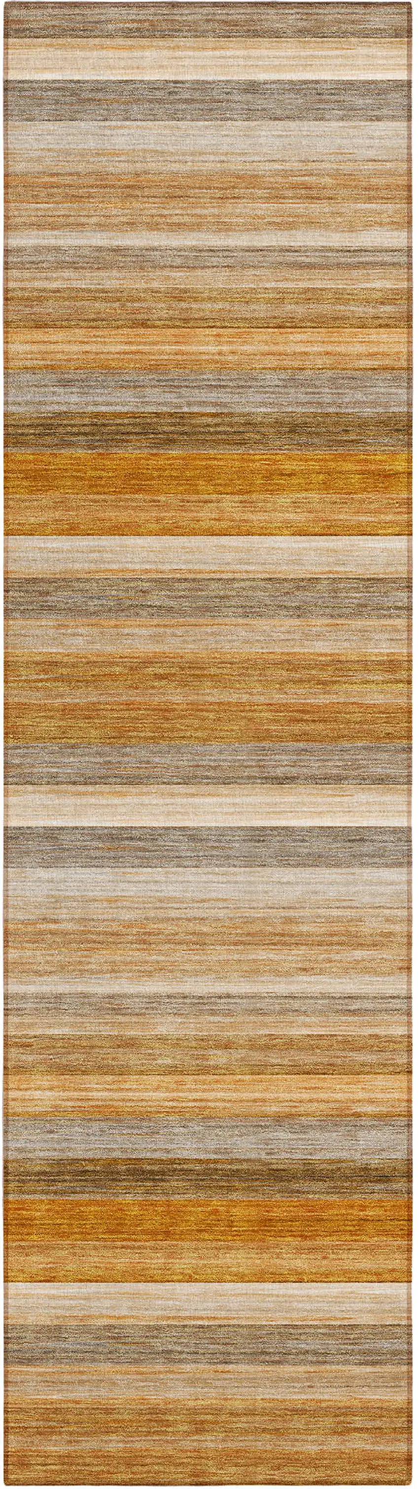 8' Runner Brown and Orange Striped Washable Non Skid Indoor Outdoor Runner Rug Photo 1