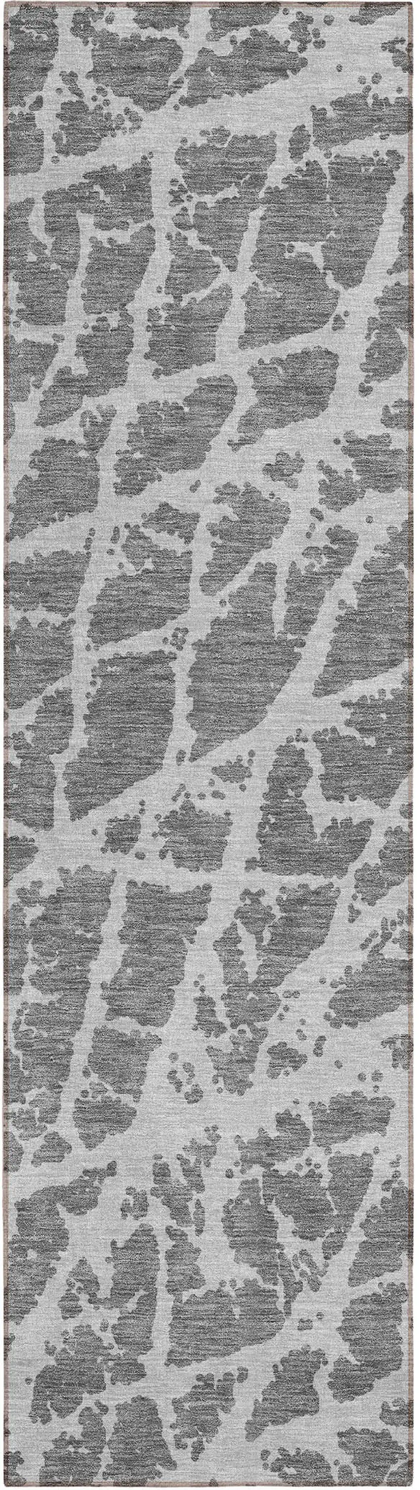 8' Runner Charcoal Abstract Washable Non Skid Indoor Outdoor Runner Rug Photo 2