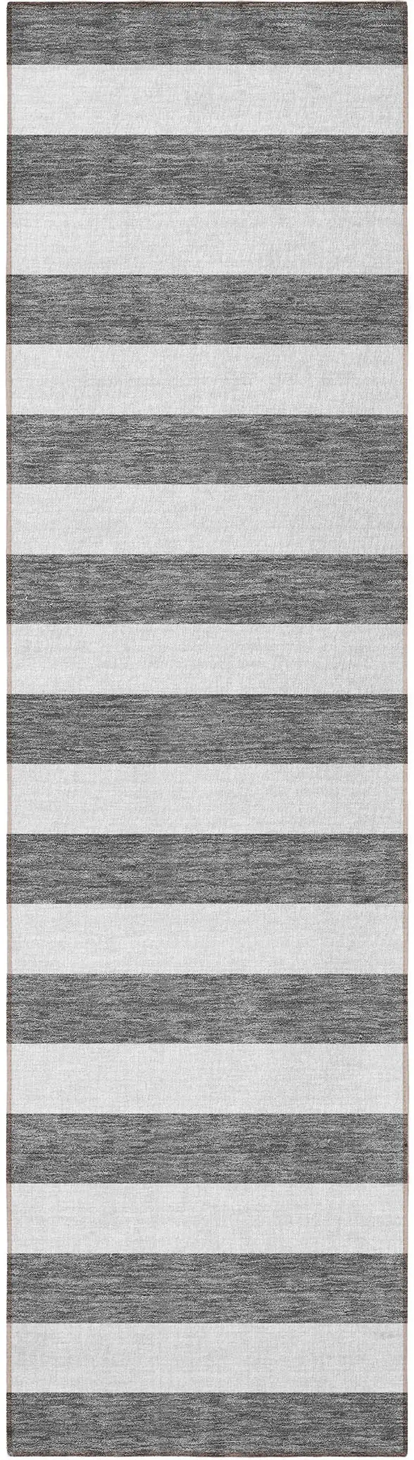 8' Runner Charcoal Striped Washable Non Skid Indoor Outdoor Runner Rug Photo 4