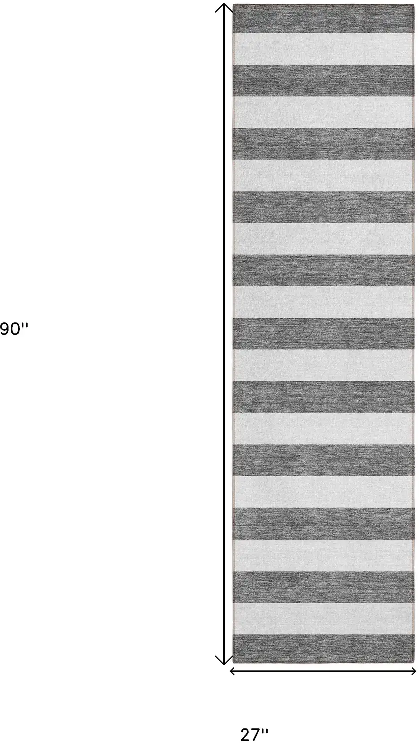 8' Runner Charcoal Striped Washable Non Skid Indoor Outdoor Runner Rug Photo 3