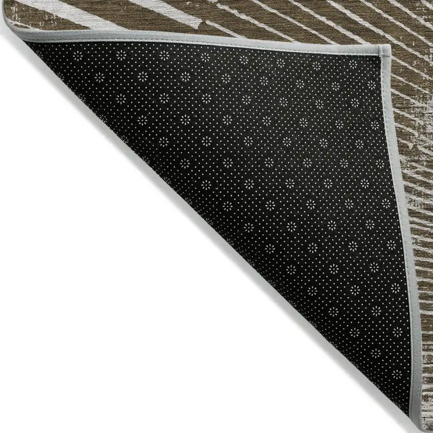 Chocolate Abstract Washable Non Skid Indoor Outdoor Runner Rug Photo 5