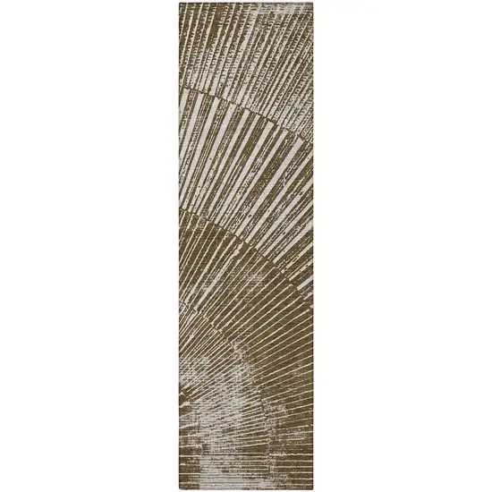 Chocolate Abstract Washable Non Skid Indoor Outdoor Runner Rug Photo 5