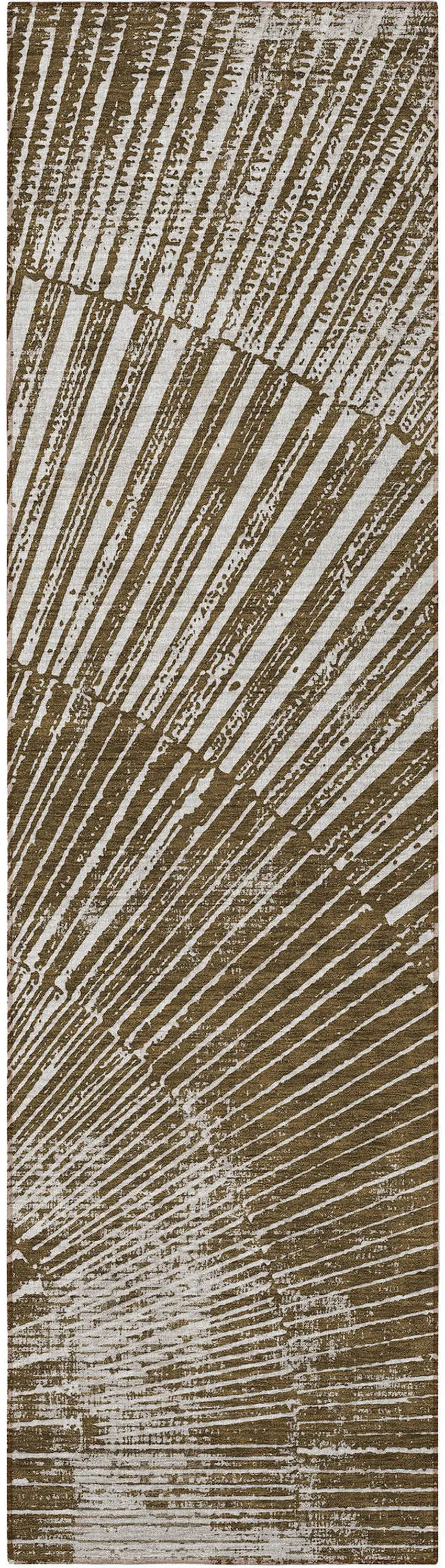 Chocolate Abstract Washable Non Skid Indoor Outdoor Runner Rug Photo 5