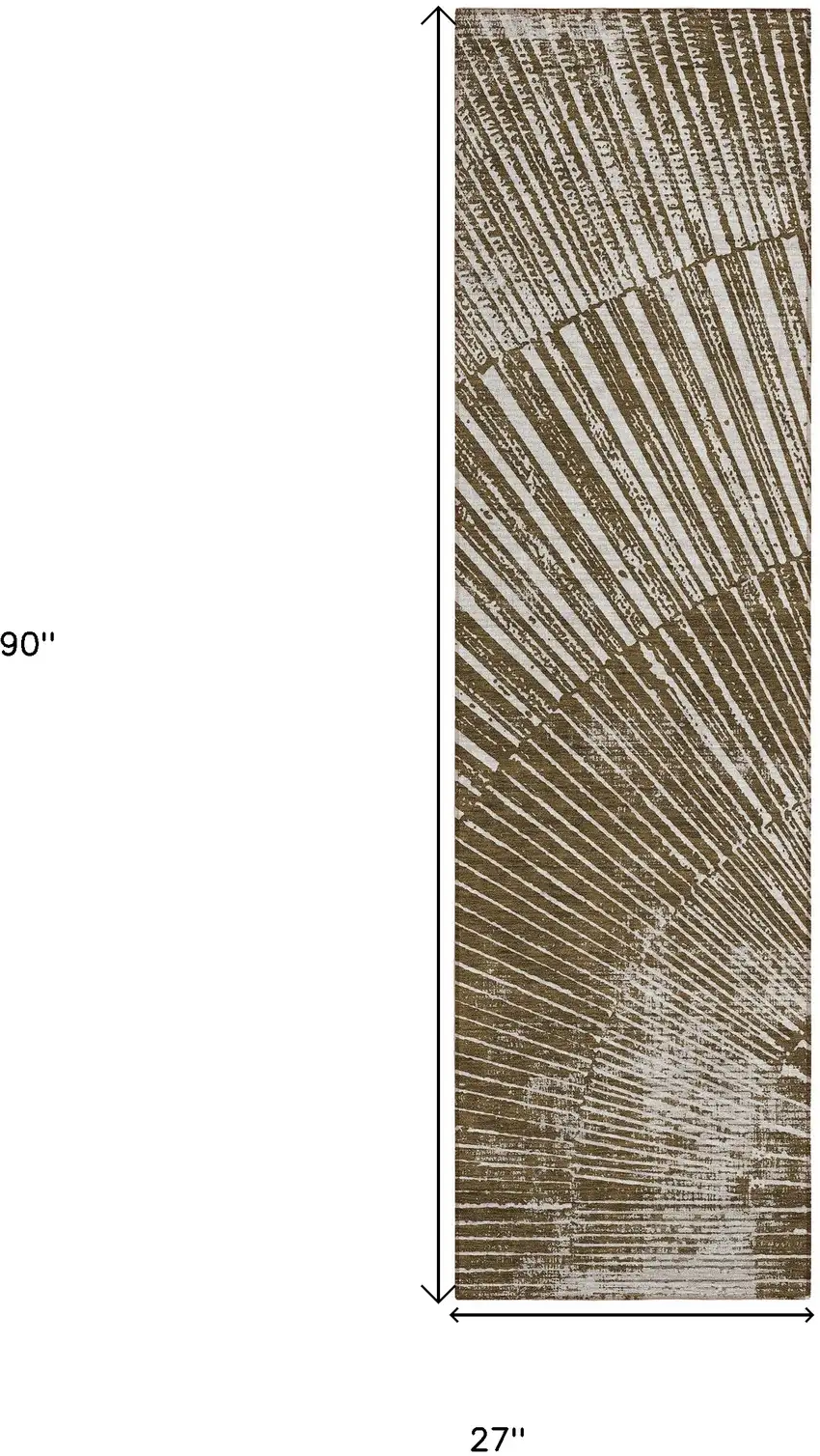 Chocolate Abstract Washable Non Skid Indoor Outdoor Runner Rug Photo 3