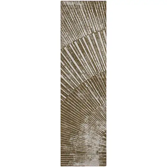 8' Runner Chocolate Abstract Washable Non Skid Indoor Outdoor Runner Rug Photo 2