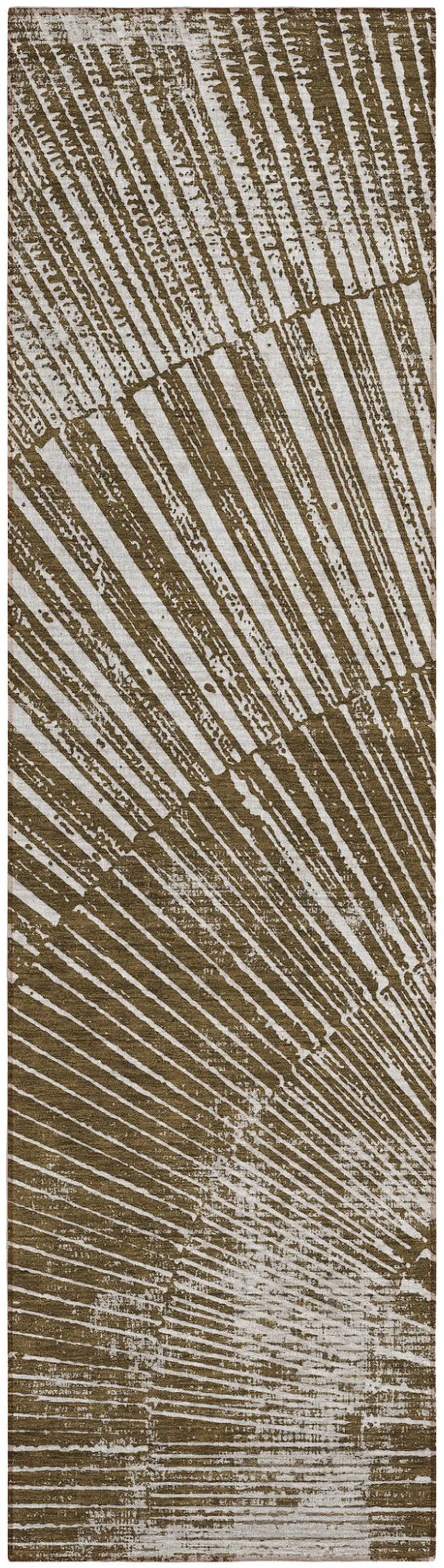 8' Runner Chocolate Abstract Washable Non Skid Indoor Outdoor Runner Rug Photo 2
