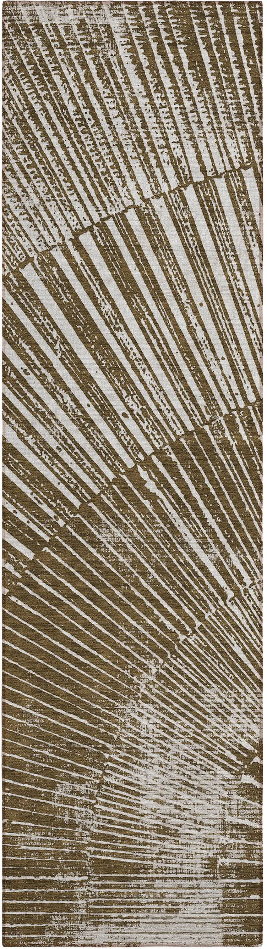 8' Runner Chocolate Abstract Washable Non Skid Indoor Outdoor Runner Rug Photo 2