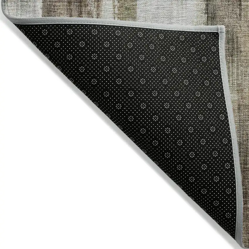 Chocolate Abstract Washable Non Skid Indoor Outdoor Runner Rug Photo 6