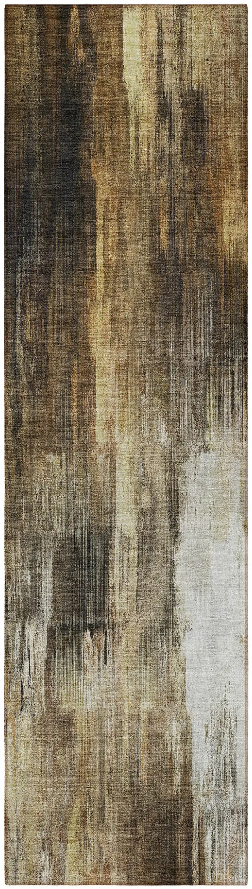 Chocolate Abstract Washable Non Skid Indoor Outdoor Runner Rug Photo 5