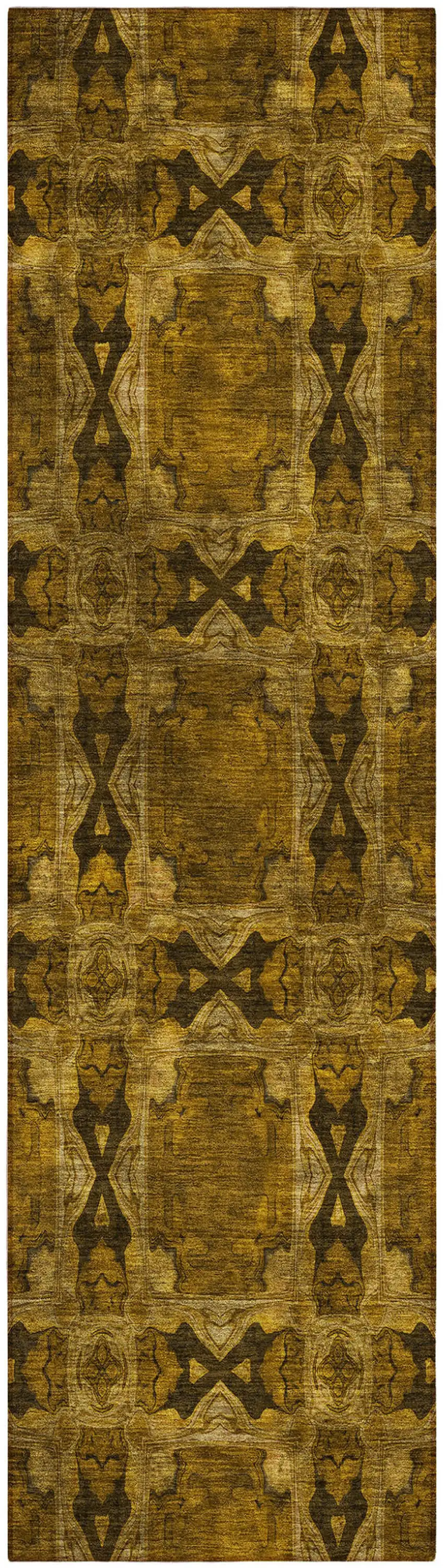 8' Runner Chocolate Floral Medallion Washable Non Skid Indoor Outdoor Runner Rug Photo 2