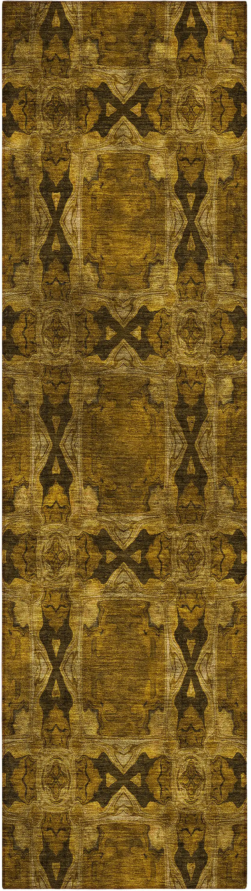 8' Runner Chocolate Floral Medallion Washable Non Skid Indoor Outdoor Runner Rug Photo 2