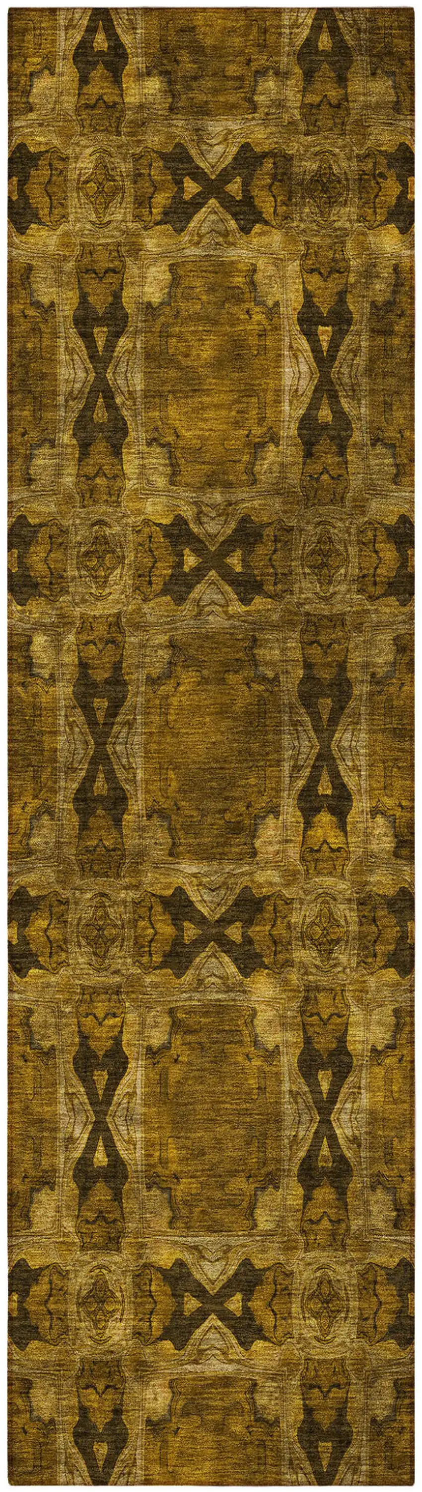 Chocolate Floral Medallion Washable Non Skid Indoor Outdoor Runner Rug Photo 4