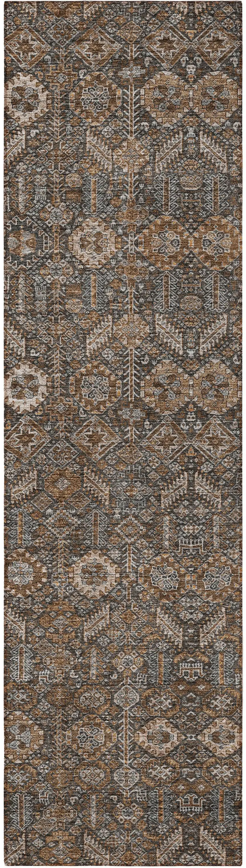 8' Runner Chocolate Floral Washable Non Skid Indoor Outdoor Runner Rug Photo 5