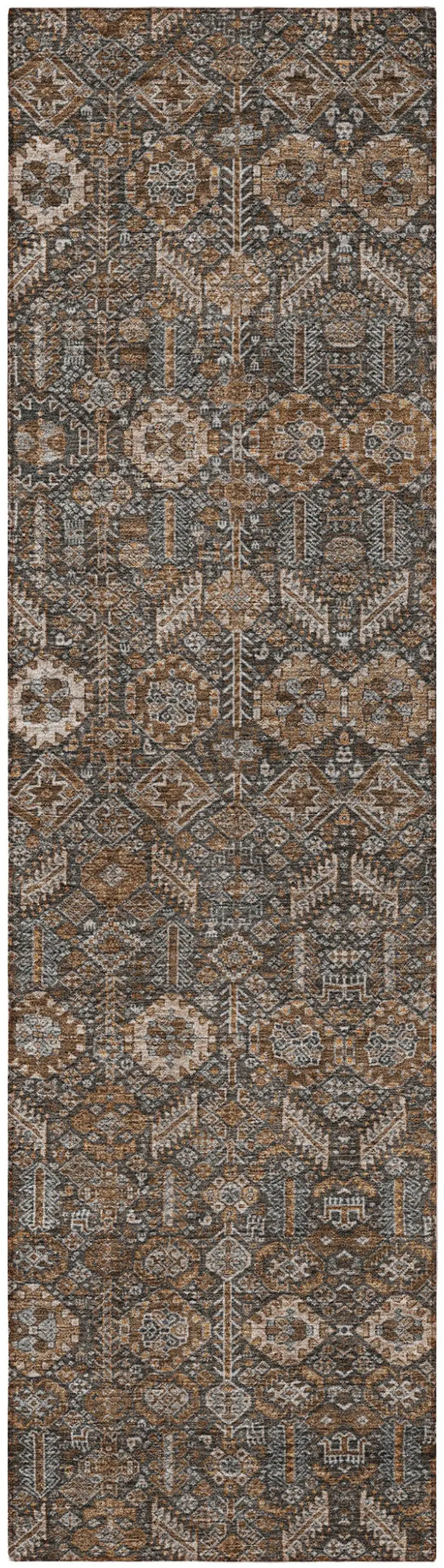 Chocolate Floral Washable Non Skid Indoor Outdoor Runner Rug Photo 4