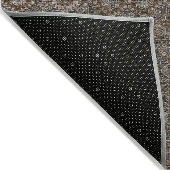 Chocolate Floral Washable Non Skid Indoor Outdoor Runner Rug Photo 5