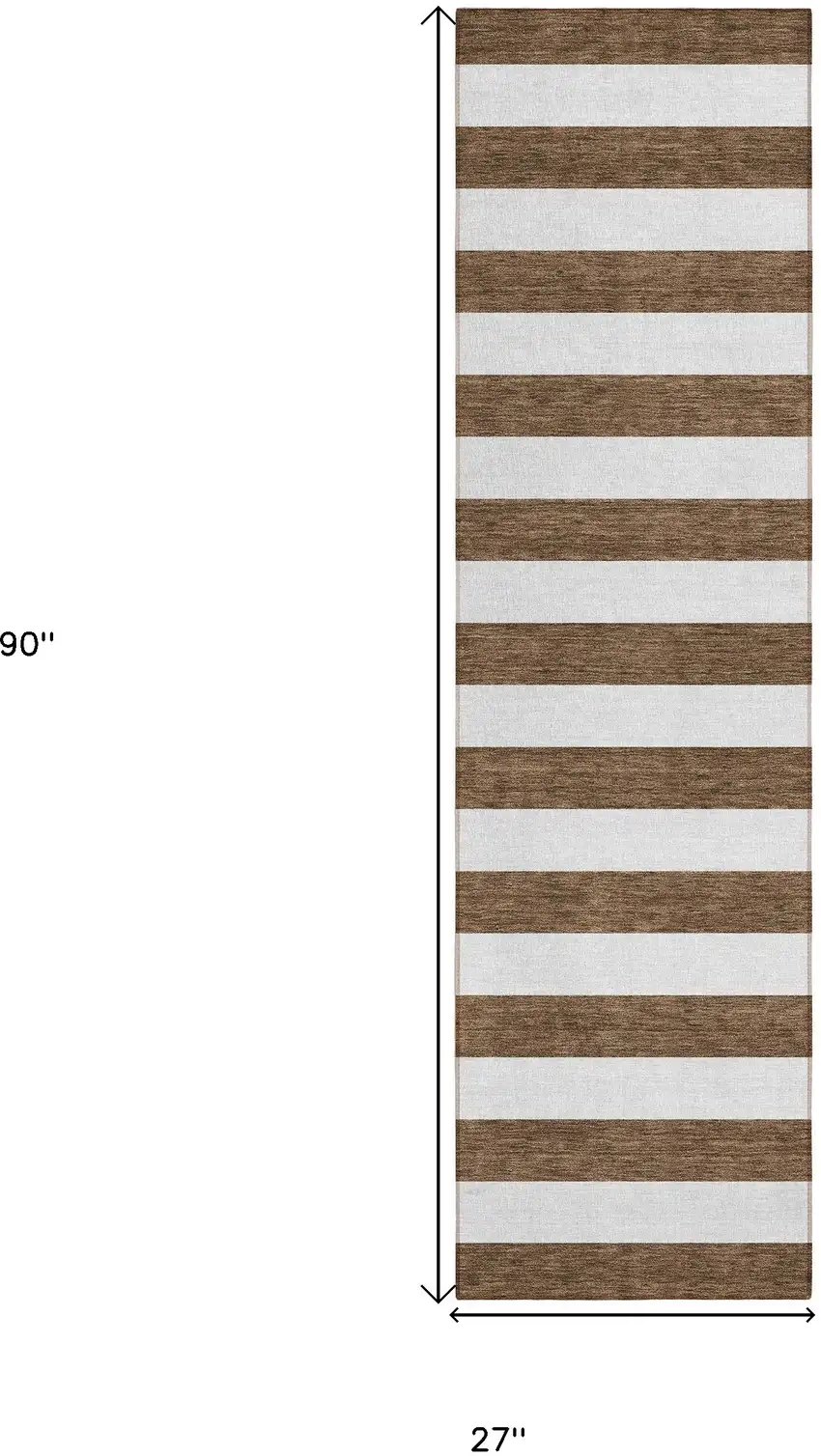 Chocolate Striped Washable Non Skid Indoor Outdoor Runner Rug Photo 3