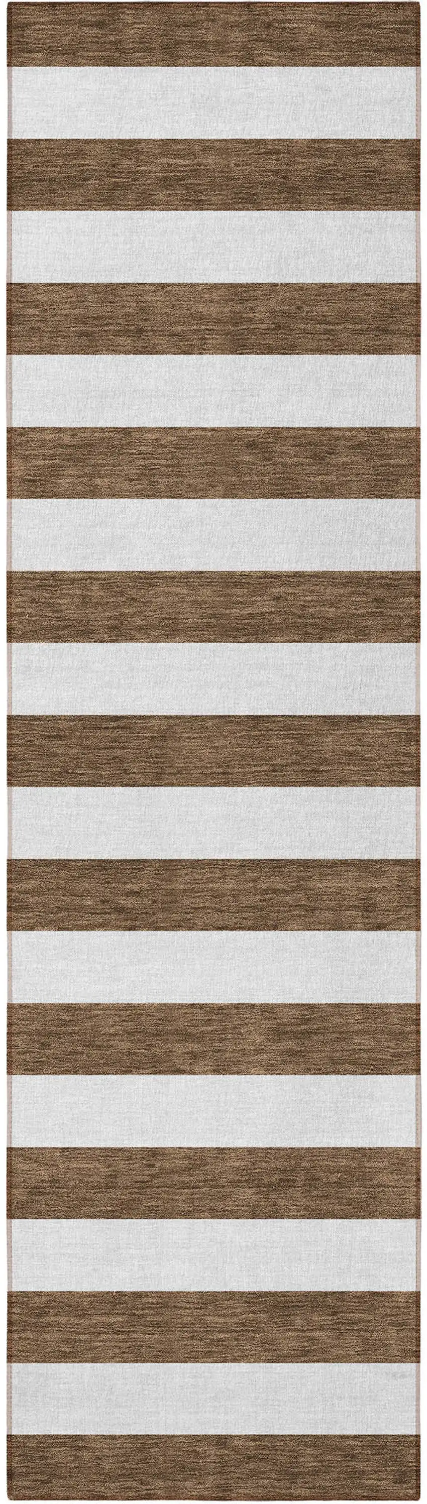 Chocolate Striped Washable Non Skid Indoor Outdoor Runner Rug Photo 5
