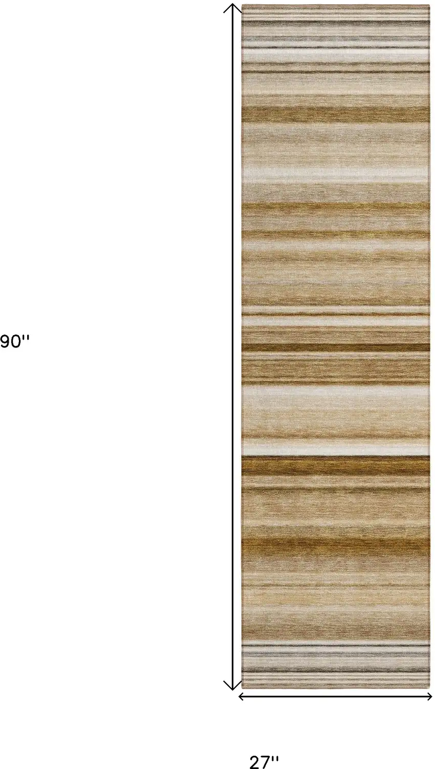 Chocolate Striped Washable Indoor Outdoor Runner Rug Photo 3