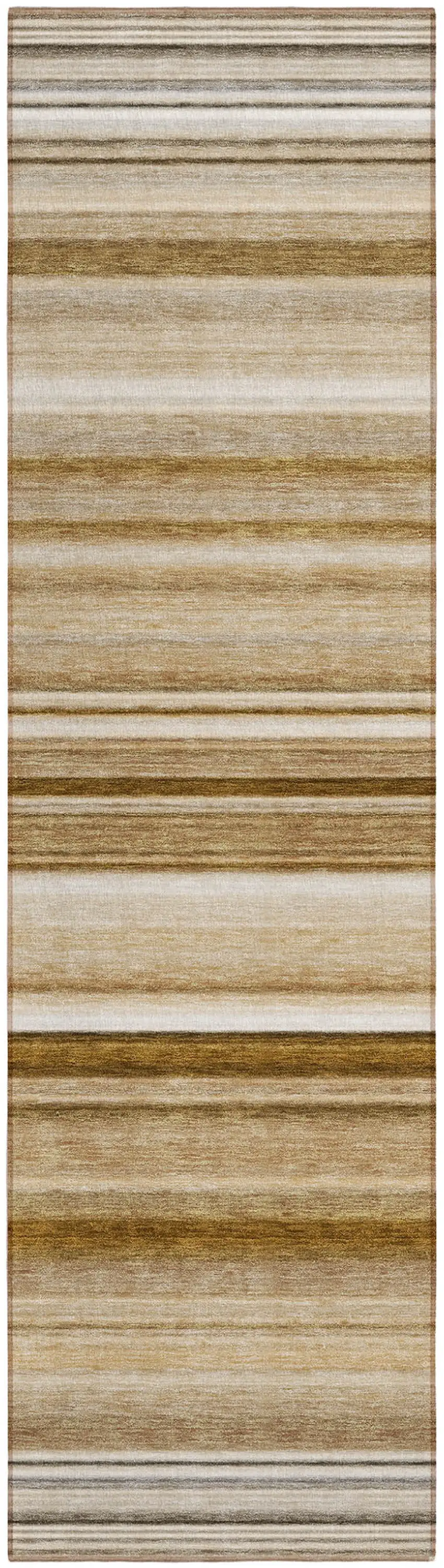 8' Runner Chocolate Striped Washable Non Skid Indoor Outdoor Runner Rug Photo 1