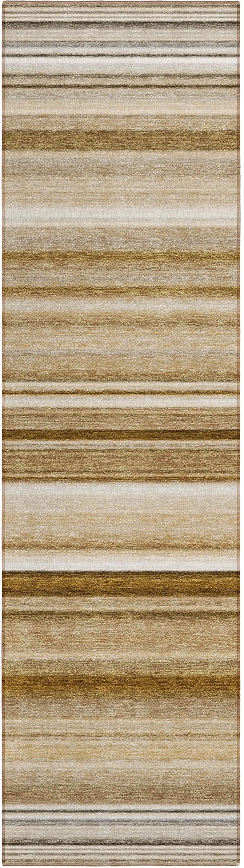 8' Runner Chocolate Striped Washable Non Skid Indoor Outdoor Runner Rug Photo 1