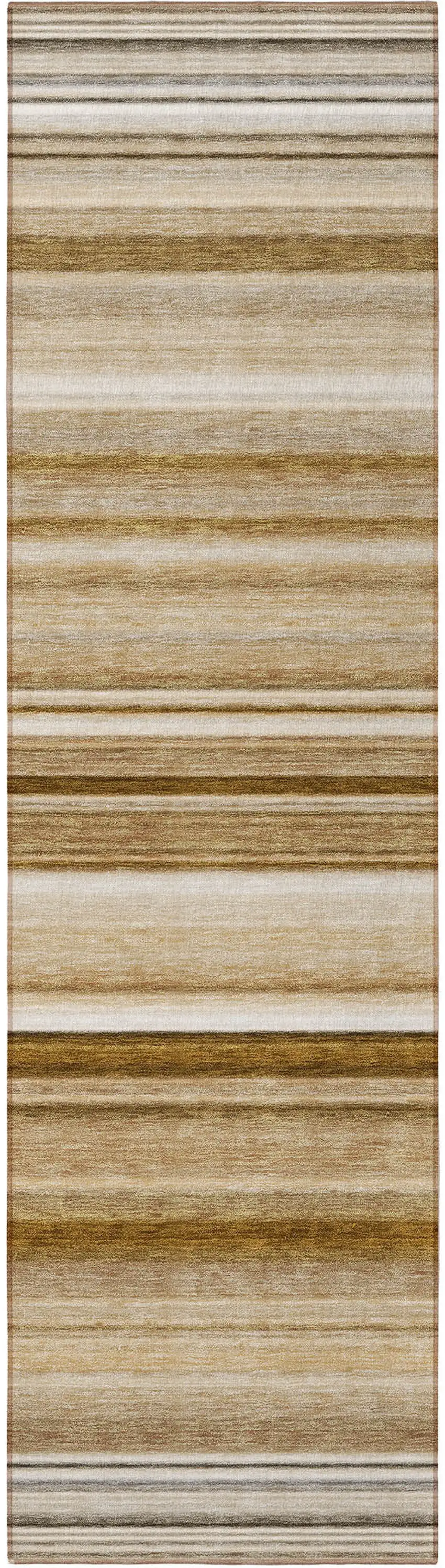 8' Runner Chocolate Striped Washable Non Skid Indoor Outdoor Runner Rug Photo 3