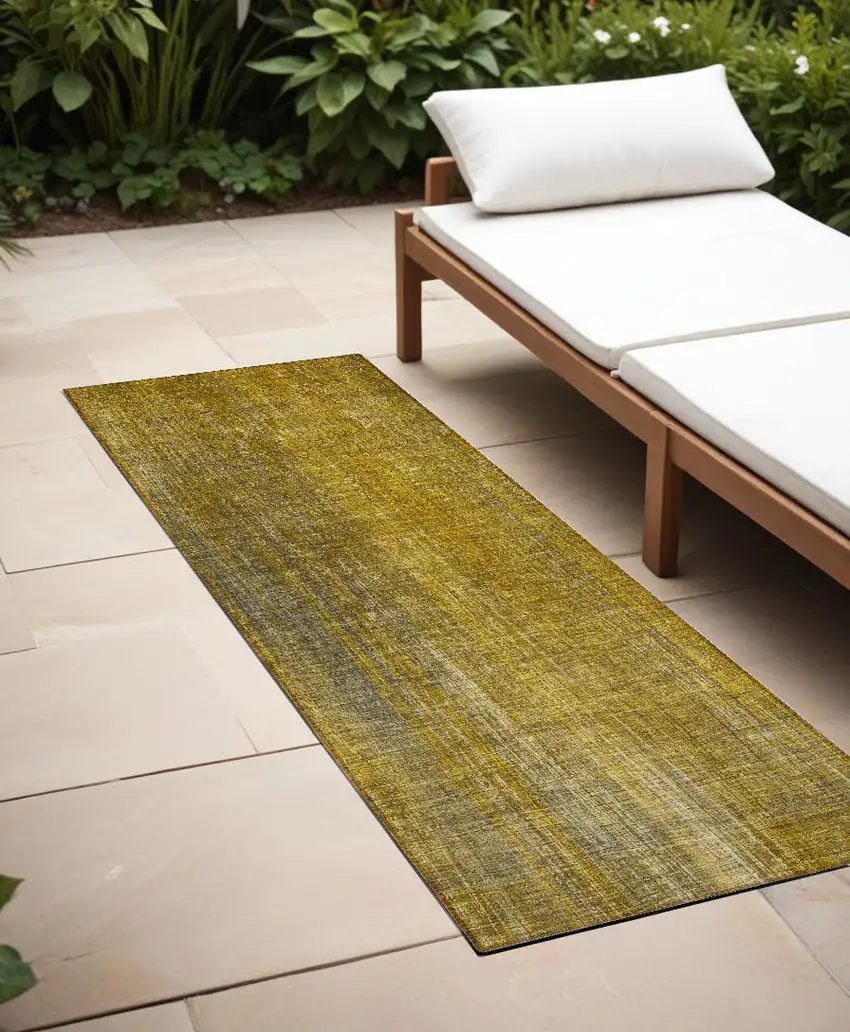 Chocolate Striped Washable Non Skid Indoor Outdoor Runner Rug Photo 1
