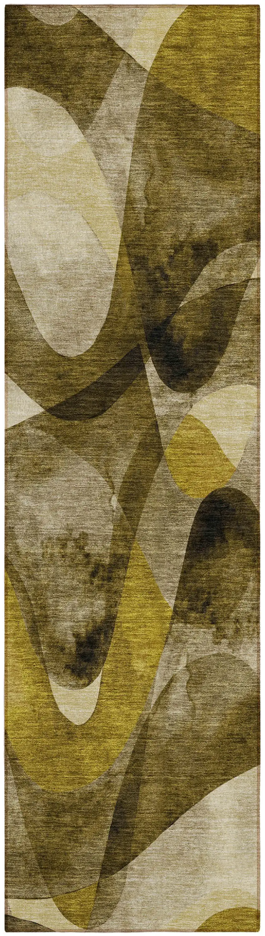 Coffee Abstract Washable Non Skid Indoor Outdoor Runner Rug Photo 2