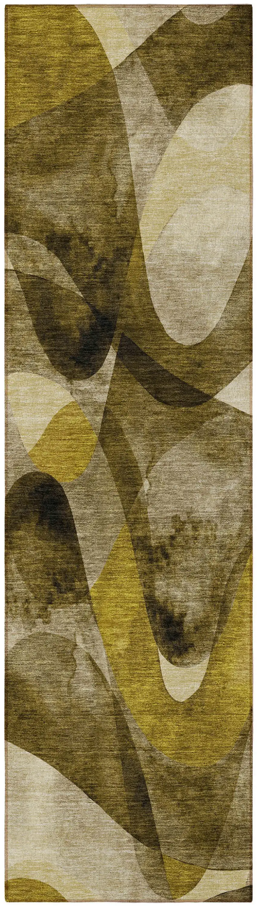 8' Runner Coffee Abstract Washable Non Skid Indoor Outdoor Runner Rug Photo 4