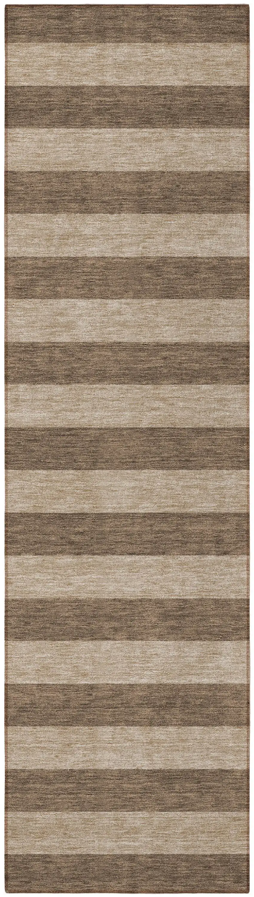 Coffee Striped Washable Non Skid Indoor Outdoor Runner Rug Photo 5
