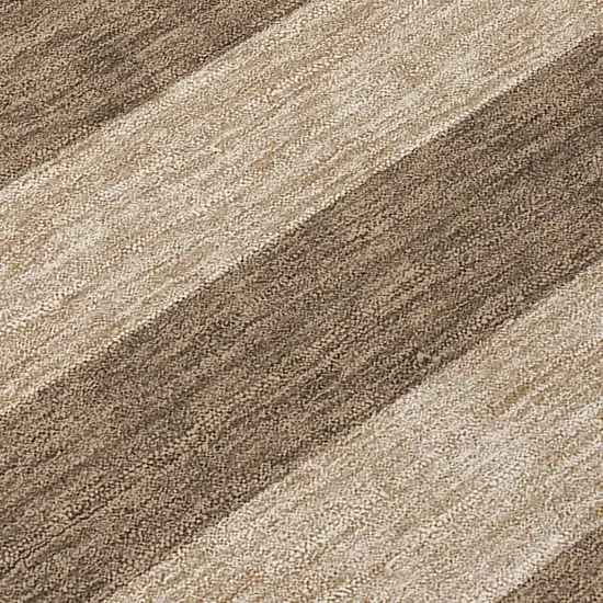 Coffee Striped Washable Non Skid Indoor Outdoor Runner Rug Photo 8